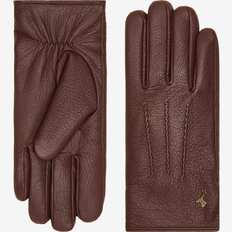Jaxon (brown) - Goatskin leather gloves with luxurious faux fur lining & touchscreen feature