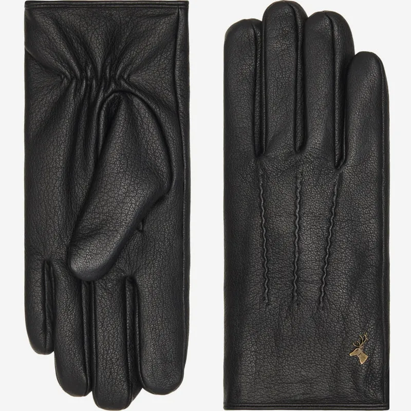 Jaxon (black) - Goatskin leather gloves with luxurious faux fur lining & touchscreen feature