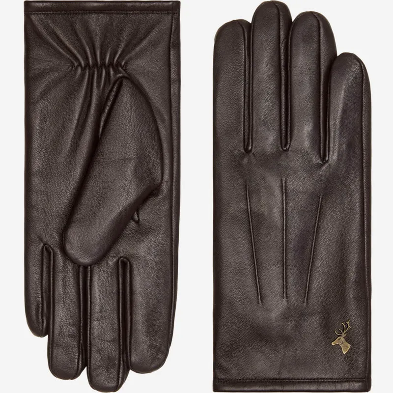 Jake (dark brown) - Sheepskin gloves with warm fleece lining & touchscreen feature