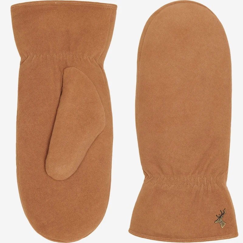 Hailey (camel) - Suede goatskin mittens with luxurious sheep fur lining