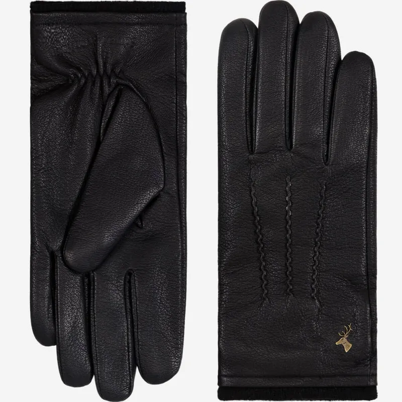 Harvey (black) - Goatskin leather gloves with luxurious wool lining & touchscreen feature