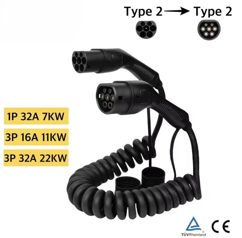 BlackCharge® Flex Spiraalkabel (Type 2) – Schoon & Compact Laden