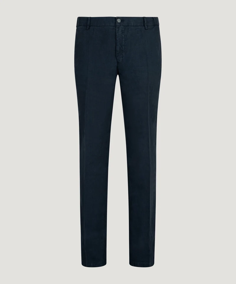 Pantalon gewassen linnen donkerblauw
