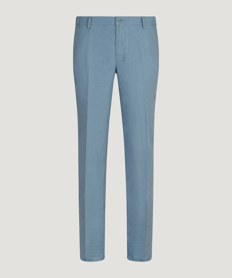 Pantalon gewassen linnen lichtblauw