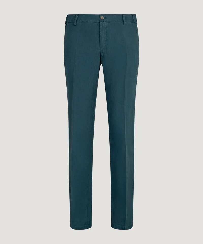 Pantalon gewassen linnen petrol