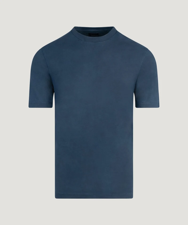 Jersey T-shirt garment-dyed katoen indigoblauw