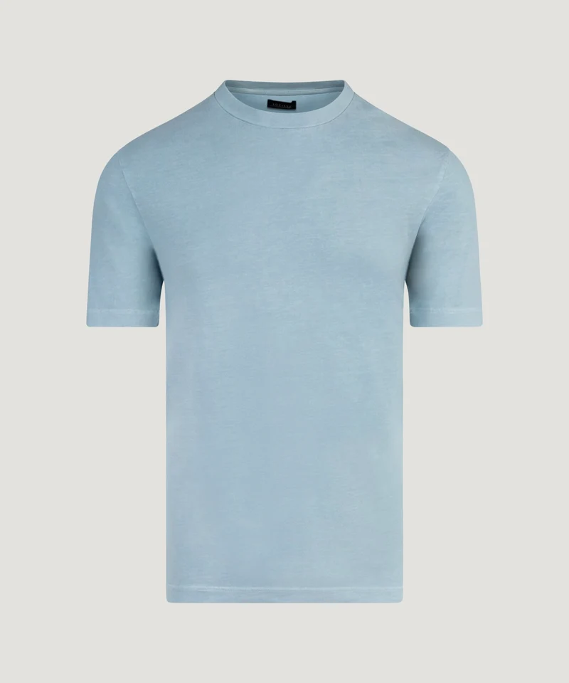 Jersey T-shirt garment-dyed katoen lichtblauw