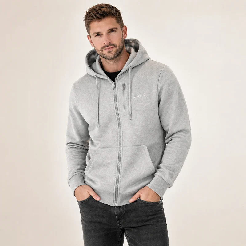 Infrarood Verwarmde Zipper Hoodie – Heren Gray