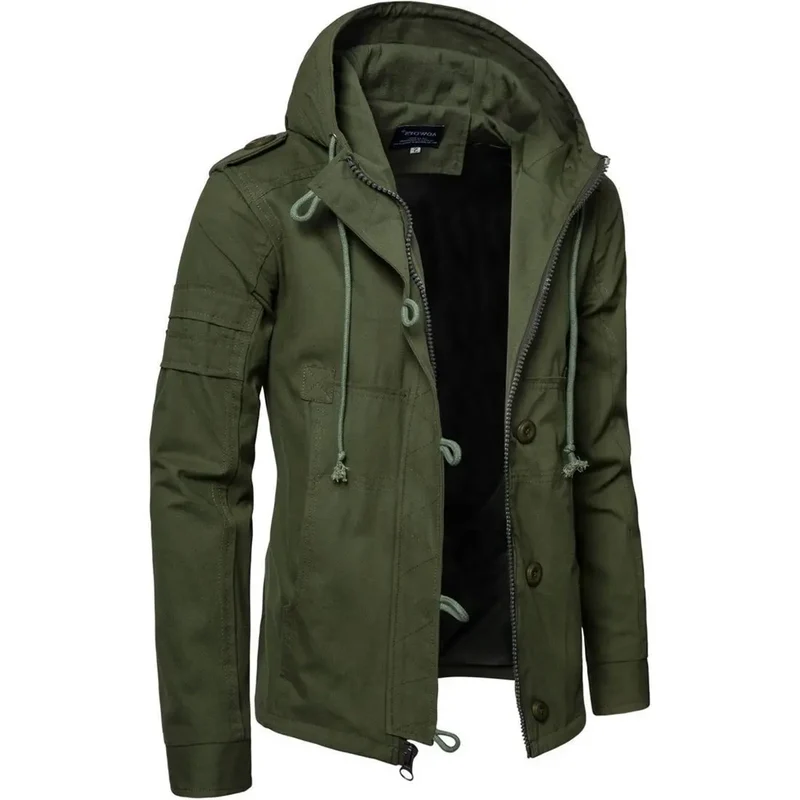 Heren Kapjacket van katoen - casual winddicht met rits - streetwear en outdoor stijl