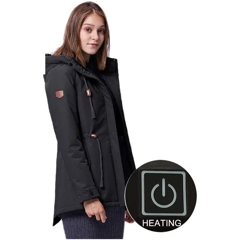 Halflange dames winterjas met IR verwarming - 5 kleuren