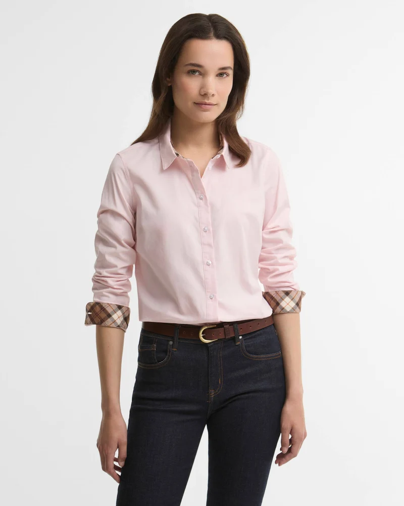 Barbour Derwent Regular Long Sleeved Shirt, pink/lt muted tartan