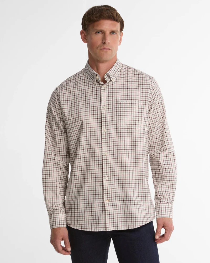 Barbour Preston Regular Tattersall Long Sleeved Shirt, dark bordeaux