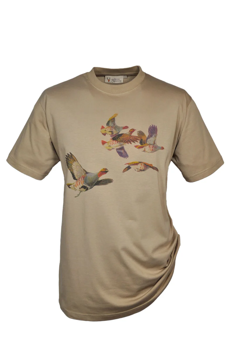 Hubertus T-shirt "Patrijs", unisex, beige