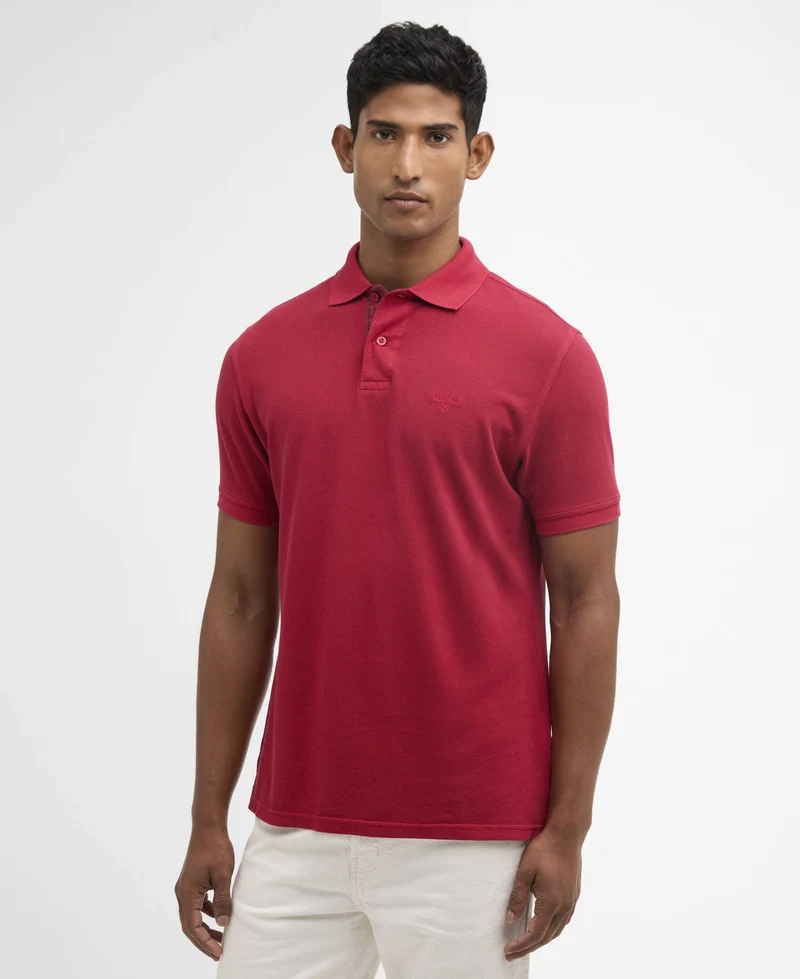 Barbour washed Tartan tailored fit pique polo, washed red