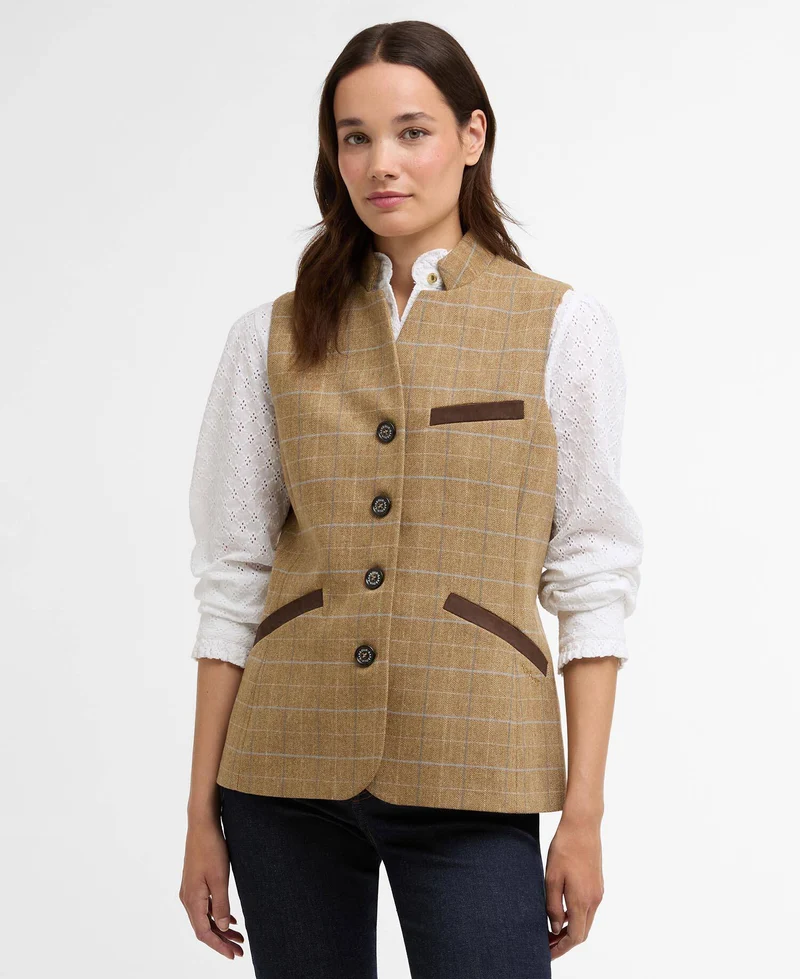 Barbour Petunia Tailored Gilet, soft blue tweed