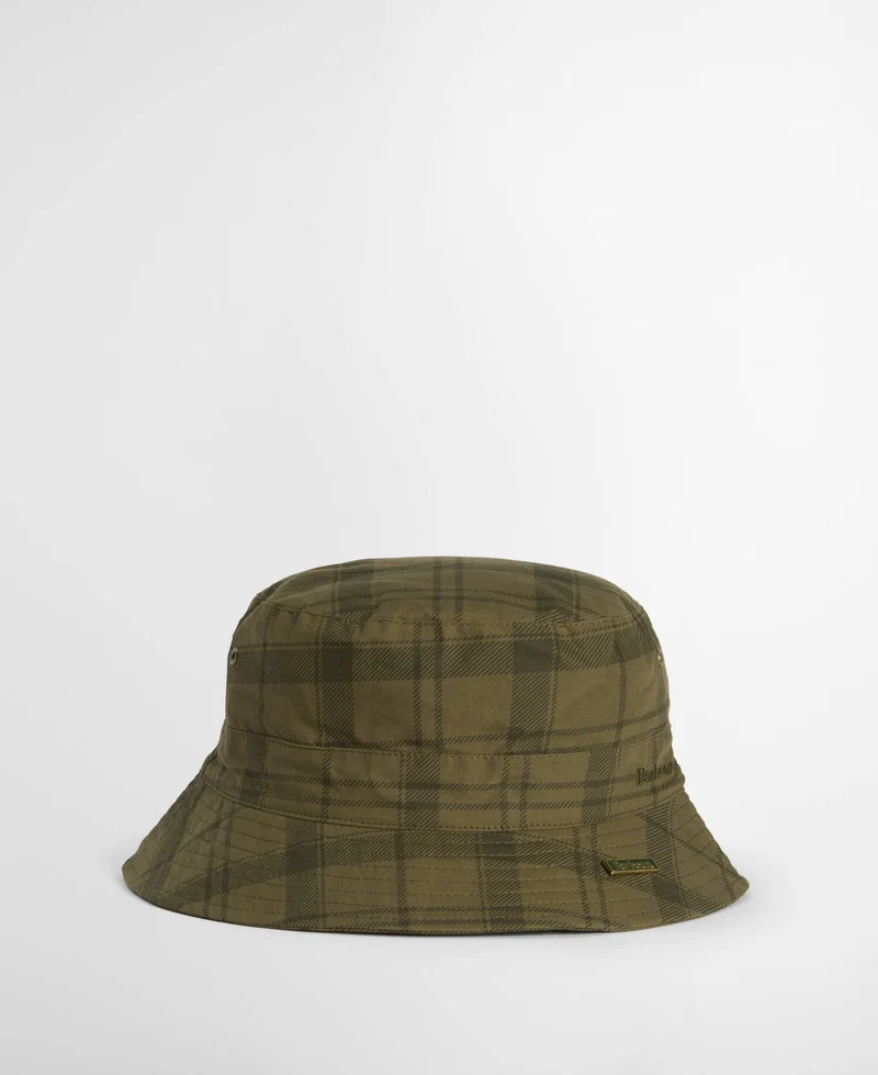 Barbour Tartan Transport Bucket Hat, dusky green tartan