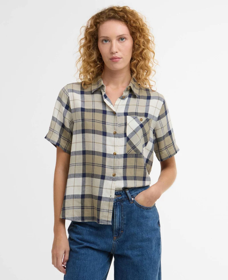 Barbour Fern Shirt, dress navy tartan
