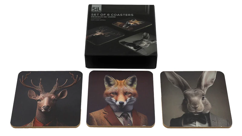 Onderzetters, set van 6, "Wild Gentlemen"
