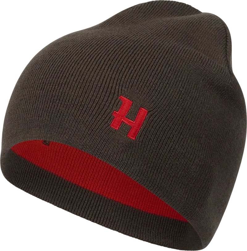 Härkila Aspire Reversible Beanie, shadow brown/red