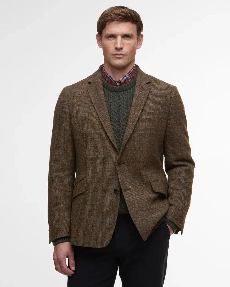 Barbour Sullivan Moons Check Blazer, brown