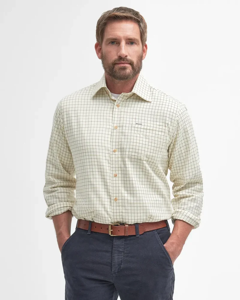 Barbour Field Tattersall Regular Shirt, green/brown