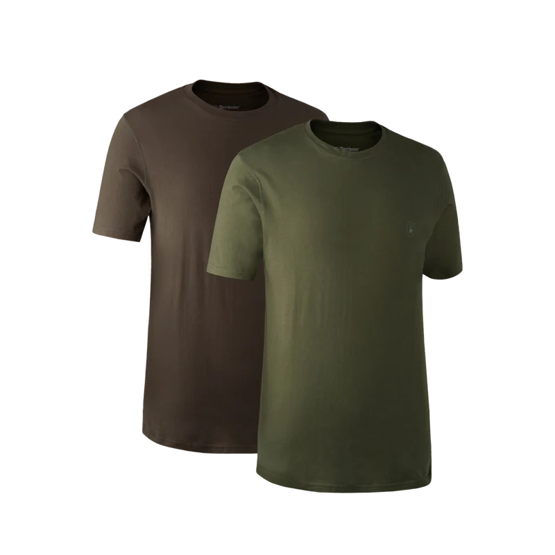 Deerhunter T-Shirts 2-Pack, green/brown leaf