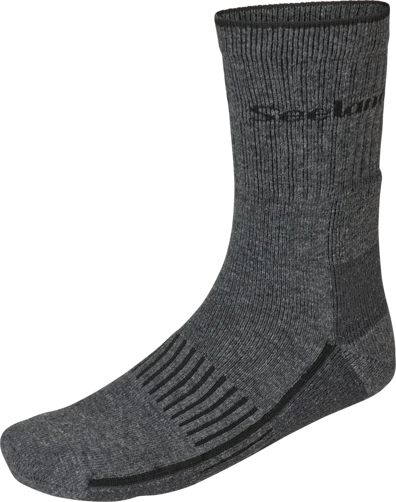 Seeland Field Heavy Merino Sock, grey melange/black