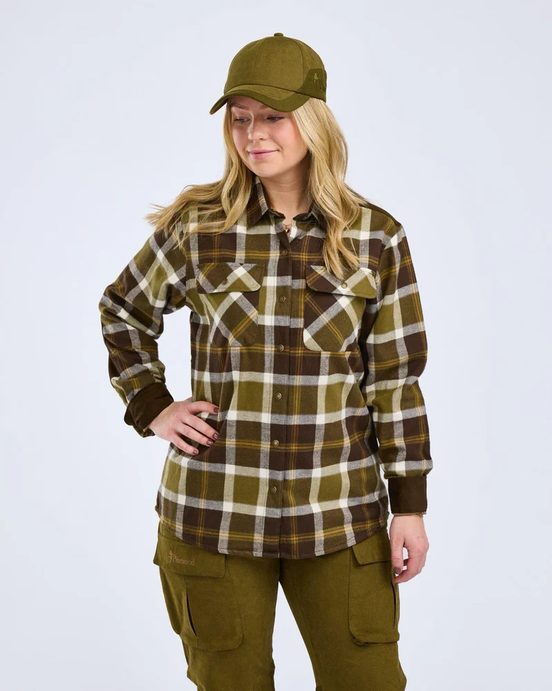 Pinewood Douglas Shirt W, olive green/cream white