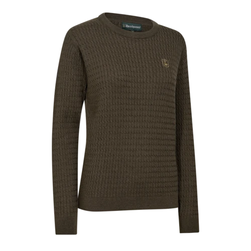 Deerhunter Lady Harrington Cable Knit, brown melange