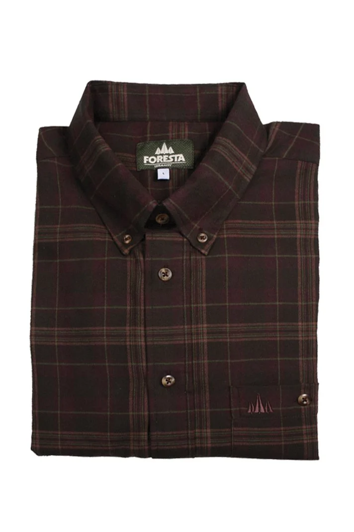 Foresta heren overhemd, flanel, geruit, olive/bordeau, 60-4011