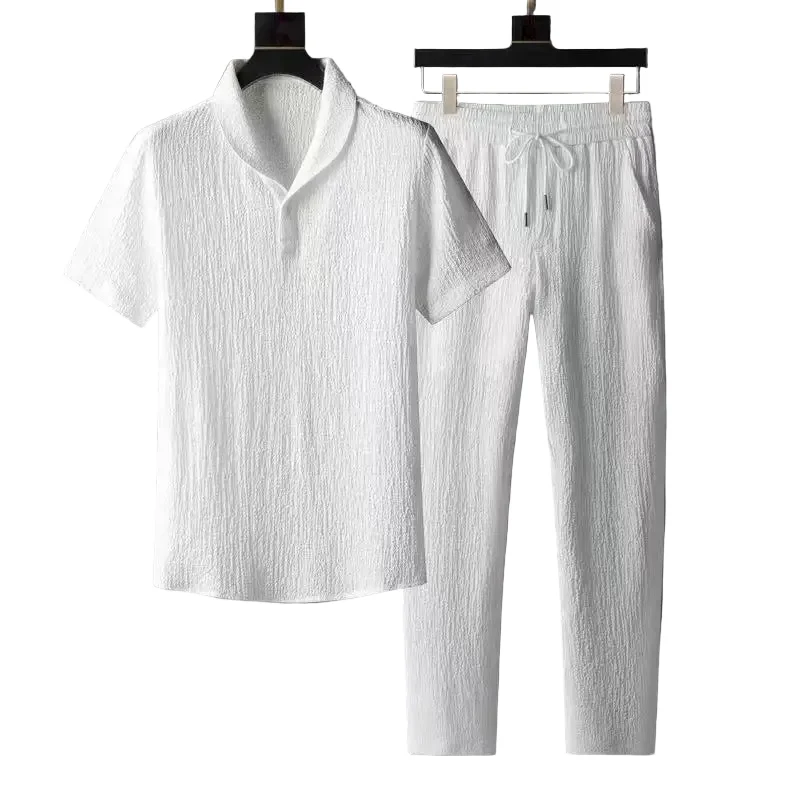 Heren Gemaksset Korte Mouwen V-hals met Elastische Taille