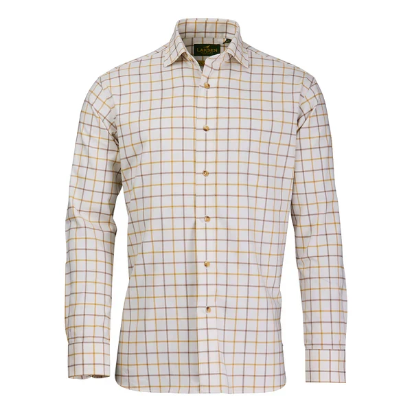 Laksen Edgar Brushed Organic Cotton Shirt, gorse/camel