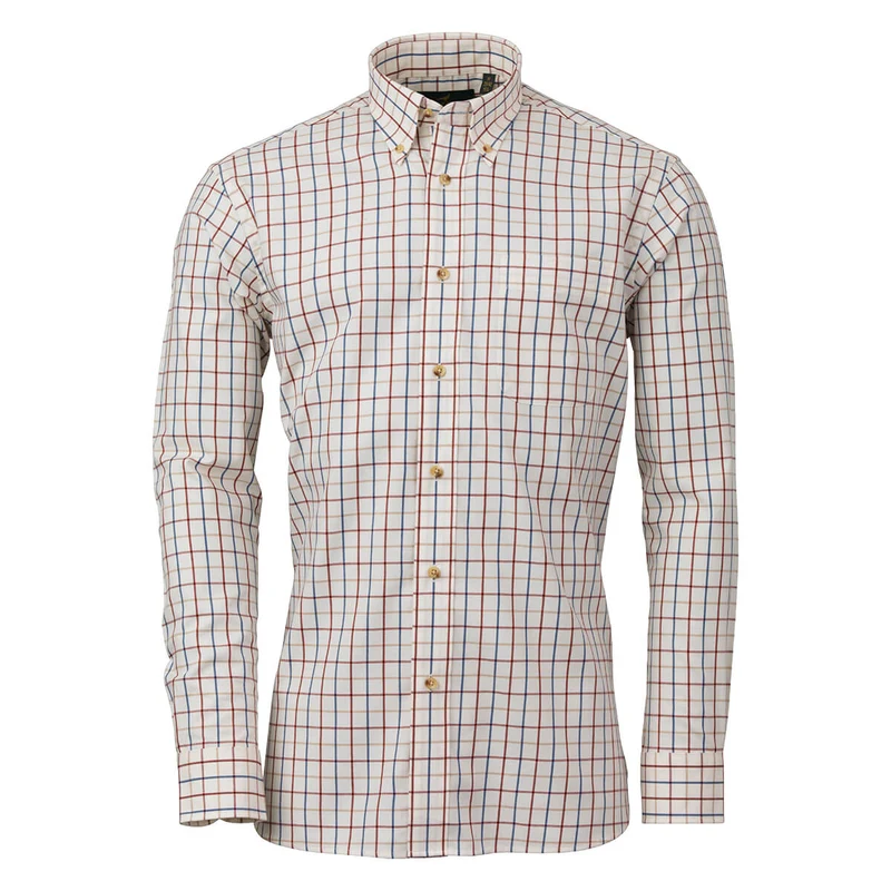 Laksen John Cotton Wool Shirt, old red/cornflower/sand
