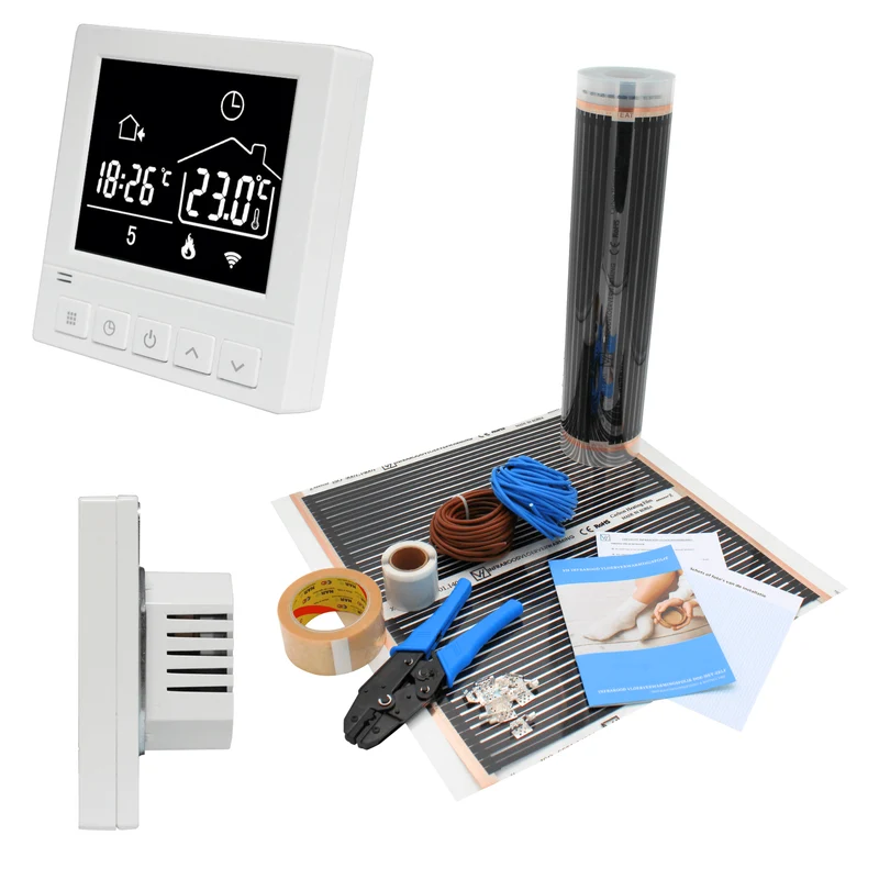 Infrarood Vloerverwarming Compleet - 130 Watt/m² - 100 cm breed - Pakket 20 m²