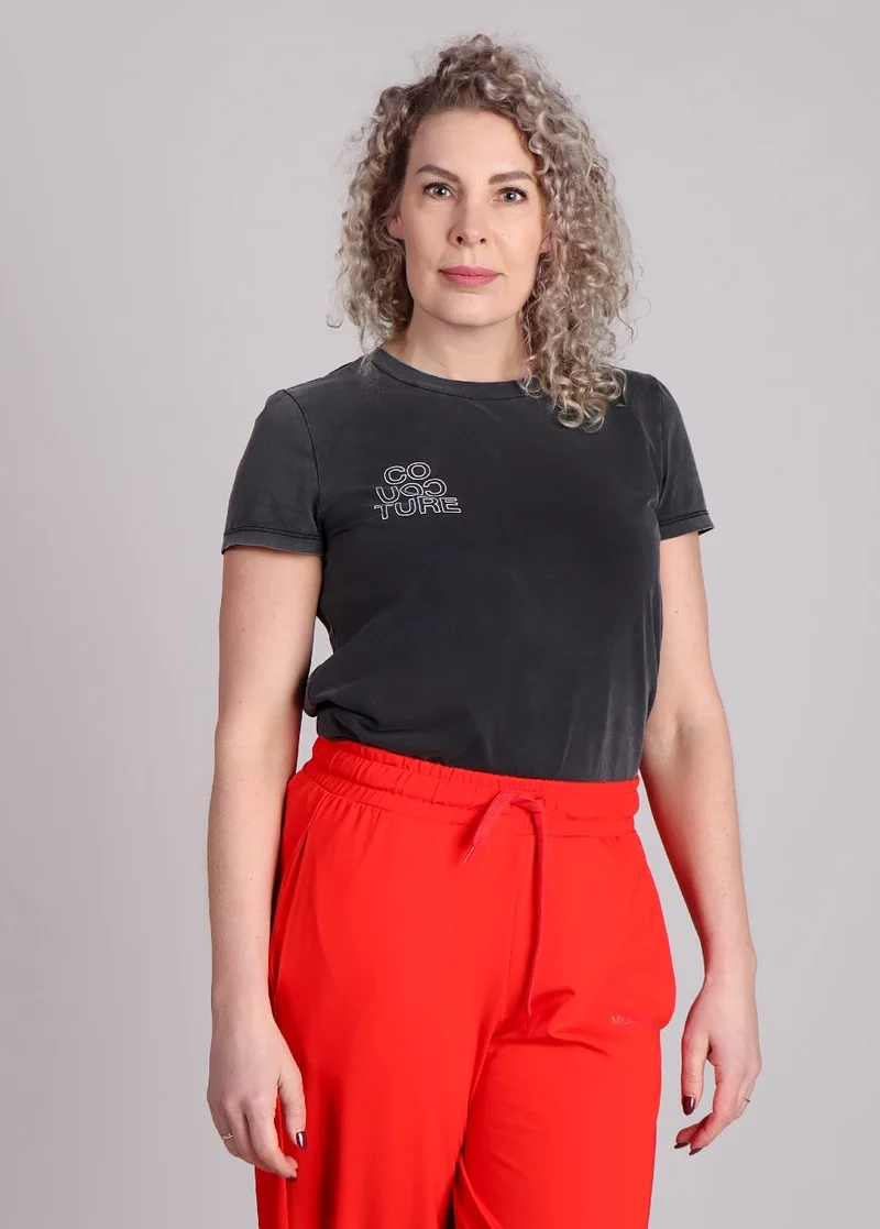 Co Couture SiaraCC Acid Outline Tee donkergrijs