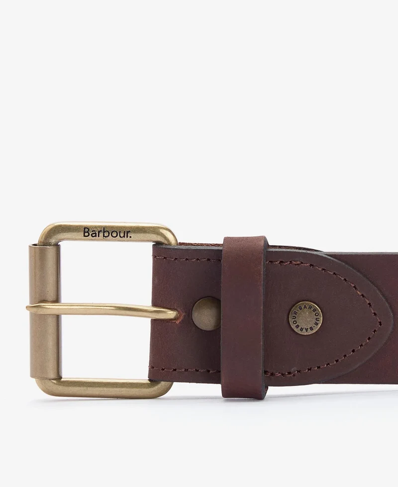 Barbour Contrast Leather Belt, olive/brown