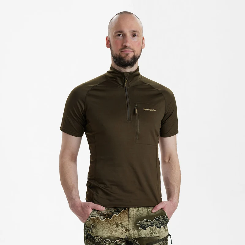 Deerhunter Excape Insulated T-shirt with zip-neck, art green