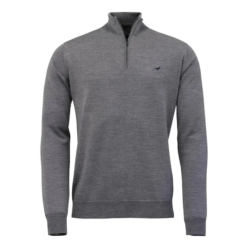 Laksen Norfolk, merino herentrui met rits, overcast