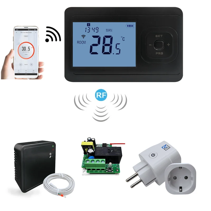 "Echo wifi" Draadloze wifi thermostaat Zwart - programmeerbaar