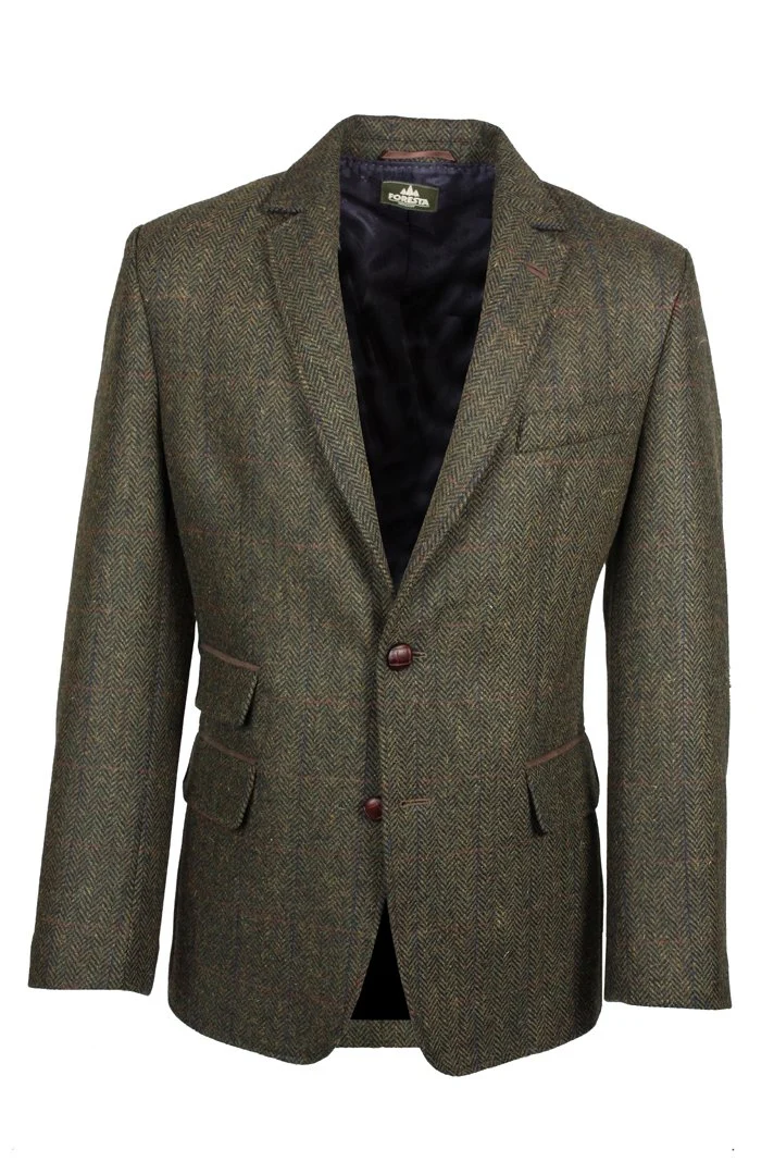 Foresta heren colbert Donald, visgraat, dark olive
