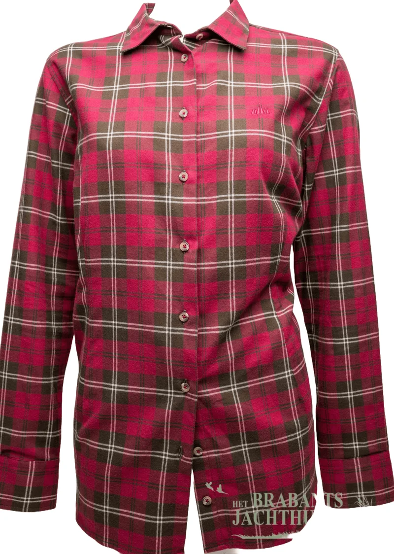 Foresta damesblouse, geruit, donker roze/bruin