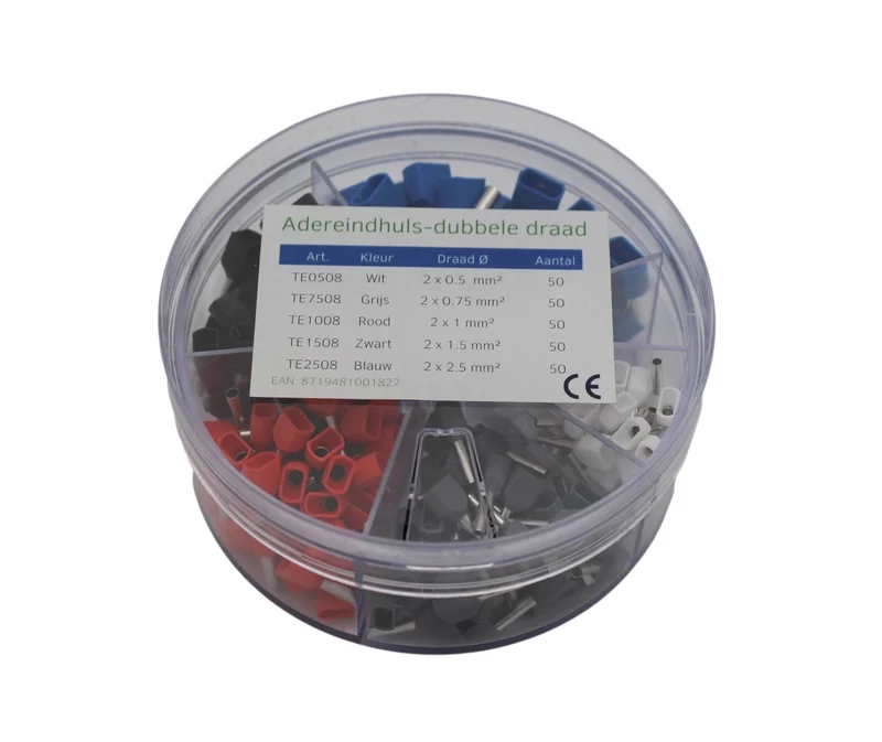 Set adereindhulzen voor dubbele draad - 0,5 tot 2,5 mm²