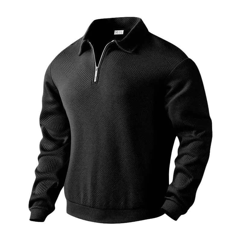 Heren Polosweater met Lange Mouwen en Ritssluiting