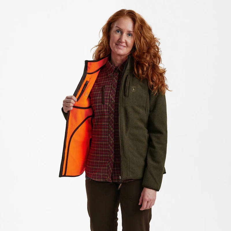 Deerhunter Lady Pam Bonded Fleece Jacket Reversible, orange