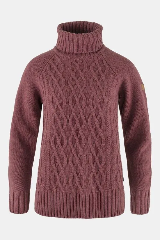 Fjällräven Övik Cable Knit Roller Neck Woman, mesa purple