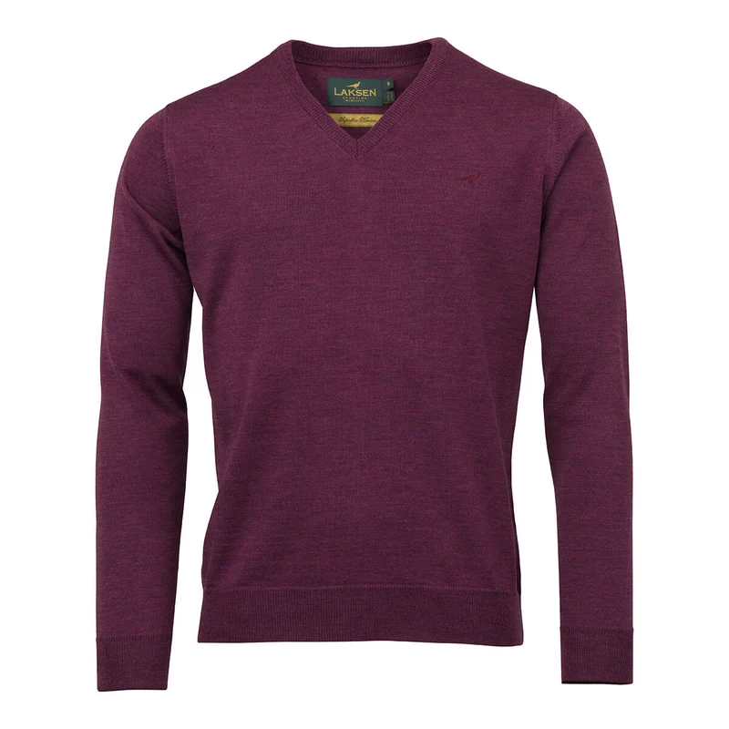 Laksen Sussex, merino herentrui met V-hals, heather