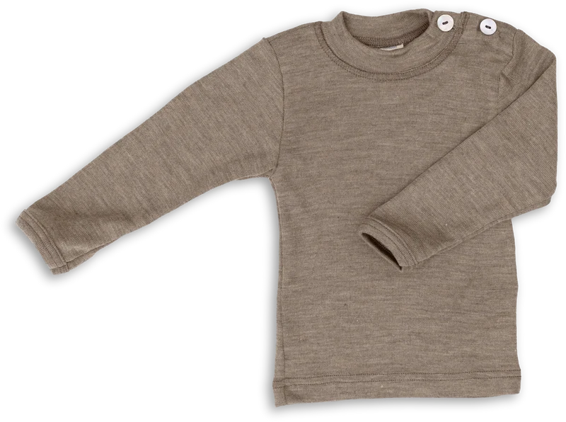 Engel Natur - Wol/Zijde Baby Shirt Lange Mouw - Walnoot