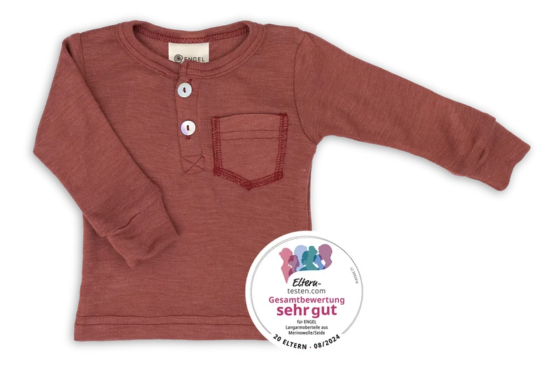Engel Natur - Wol/Zijde Baby Shirt Lange Mouw met Knopenlijst - Koper