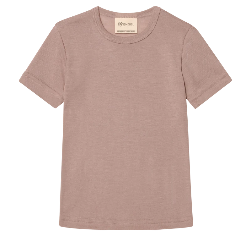 Engel Natur - Wol/Zijde Kinder Shirt Korte Mouw - Oudroze