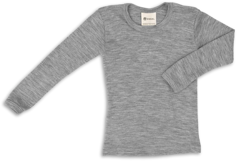 Engel Natur - Wol/Zijde Kinder Shirt Lange Mouw - Lichtgrijs Mélange